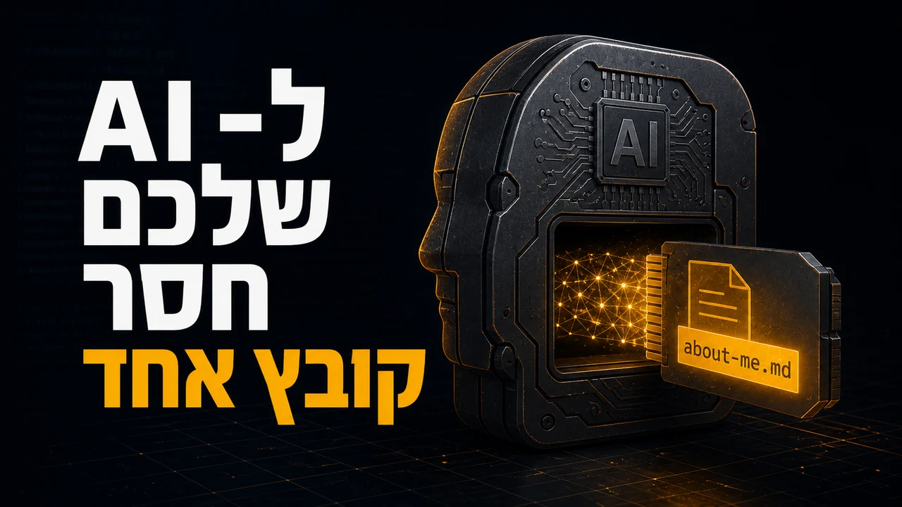 קובץ about-me.md מוזהב נכנס לתוך ליבת AI תחת הכותרת ל-AI שלכם חסר קובץ אחד